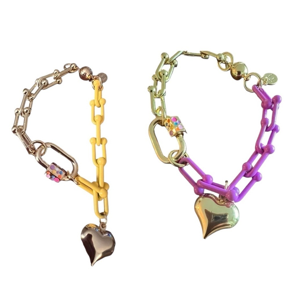 Melania Clara Melissa Yellow and gold daisy and Orchid chain bracelet NEW (2)